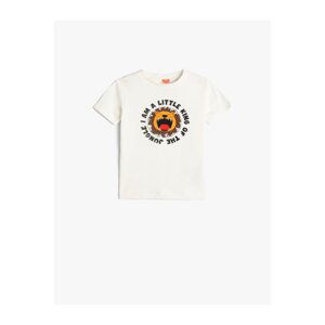 Koton T-Shirt Short Sleeve Lion Printed Cotton