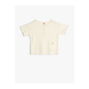Koton T-Shirt Snap Button Detailed Round Neck Short Sleeve