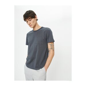 Koton Crew Neck T-Shirt Pocket Detailed Short Sleeve Cotton