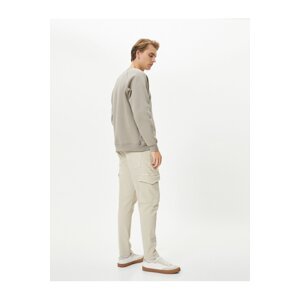 Koton Washed Trousers Cargo Pocket Stitch Detail Slim Fit Buttoned