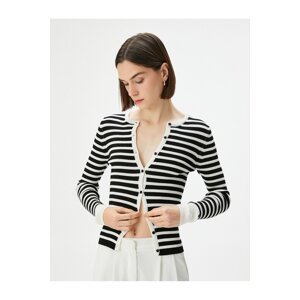 Koton Knitwear Cardigan Ribbed Buttoned Crew Neck