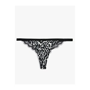 Koton Leopard Patterned String Panties Laced Viscose