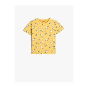 Koton T-Shirt Bird Printed Short Sleeve Crew Neck Cotton