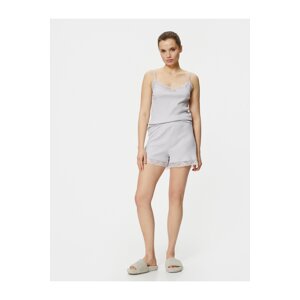 Koton Pajama Bottom Shorts Laced Ribbed Normal Elastic Waist