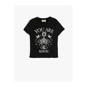 Koton T-Shirt Motto Printed Short Sleeve Crew Neck