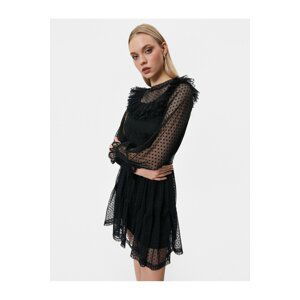 Koton Mini Dress Ruffled Crew Neck with Belt Detail