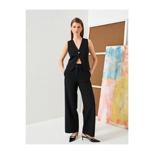Koton Palazzo Trousers with Pockets and Shimmer Embroidery Detail