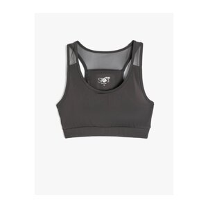 Koton Tulle Detailed Sports Bra Barbell Neck Covered Slim Fit