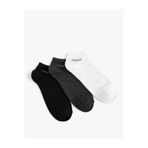 Koton 3-Pack Sports Socks Booties Multi Color Slogan Embroidered