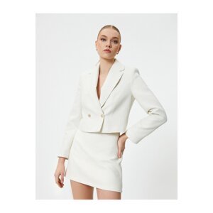Koton Crop Blazer Double Breasted Buttoned Textured