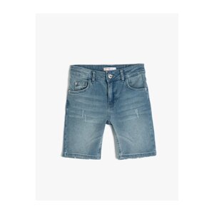 Koton Denim Shorts Pocket Destroyed Cotton - Slim Fit