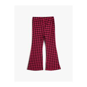 Koton Flared Leg Trousers Houndstooth Patterned