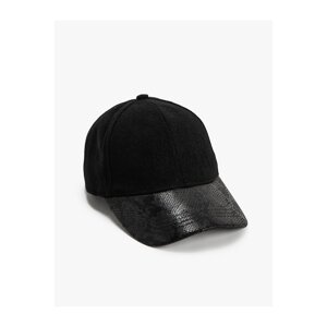 Koton Cap Hat Faux Leather Detailed Wool Blended