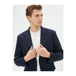 Koton Blazer Jacket Slim Fit Pocket Detailed Buttoned Mono Collar