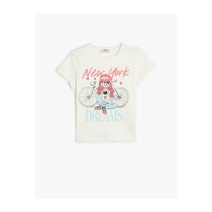 Koton Girls T-Shirt Printed Short Sleeve Crew Neck Cotton