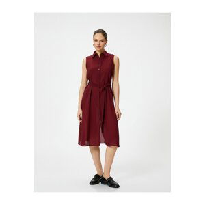 Koton Midi Shirt Dress Buttoned Waist Belted Viscose