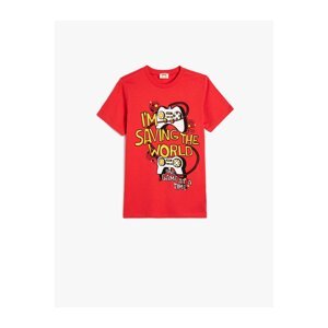 Koton Short Sleeve T-Shirt Game Theme Crew Neck Cotton