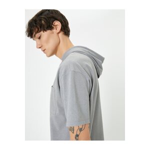 Koton Hooded T-Shirt Pocket Detailed Short Sleeve Relaxed Fit