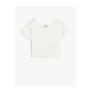 Koton Crop T-Shirt Short Sleeve Ribbed Cotton