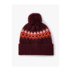 Koton Patterned Knitted Beret with Layered Edges and Pompom Detail