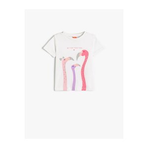 Koton T-Shirt Short Sleeve Crew Neck Flamingo Printed Cotton
