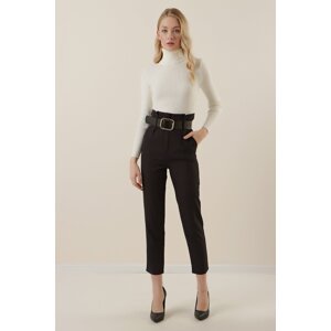 Bigdart 6556 Belted Fabric Trousers - Black