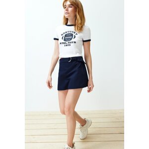 Trendyol Navy Blue Belted Woven Short Skirt