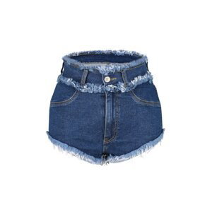 Trendyol Blue Plain Short Denim 100% Cotton Shorts & Bermuda