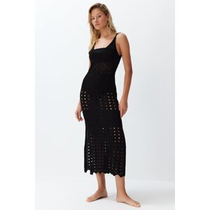 Trendyol Black Maxi Knitted Knitwear Look Beach Dress