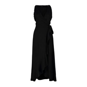 Trendyol Black Belted Midi Woven Flounce Beach Dress