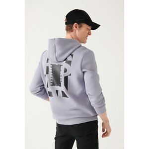 Avva Men's Lilac Hooded Collar 3 Thread Fleece Inside Back Printed Standard Fit Regular Cut Sweatshirt