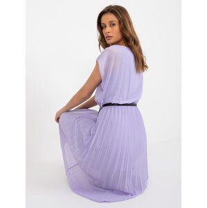 Světle fialové midi šaty s řasením
