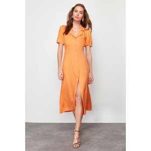 Trendyol Orange Midi Woven Shirt Woven Dress