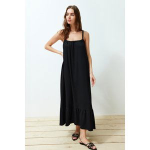 Trendyol Black Back Detailed Strappy Wrapped/Textured Maxi Knitted Dress