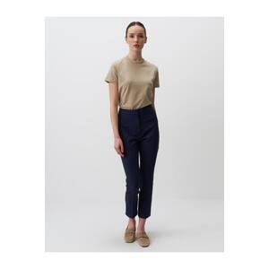 Jimmy Key Navy Blue Slim Fit High Waist Woven Fabric Trousers
