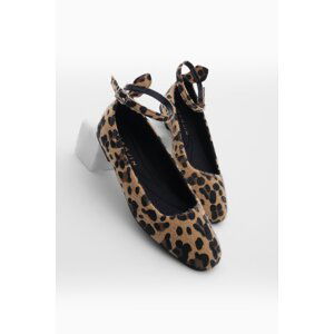 Marjin Women's Ankle Banded Ballet Flats Vesta Leopard