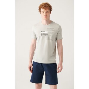 Avva Men's Light Gray Crew Neck Printed T-shirt A21y1153