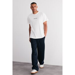 Trendyol Navy Blue Oversize/Comfortable Cut Elastic Waisted Leg Labeled Sweatpants