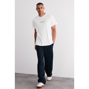 Trendyol Navy Blue Oversize/Comfort Fit Elastic Waist Leg Labeled Sweatpants