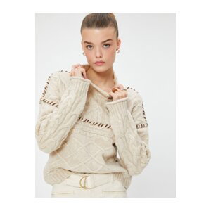 Koton Turtleneck Knitwear Sweater Diamond Patterned Soft Textured