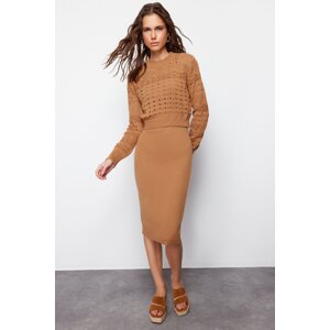 Trendyol Stone Midi Knitwear Sweater Dress Set