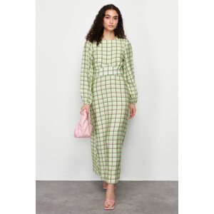 Trendyol Green Plaid / Checkered Woven Dress