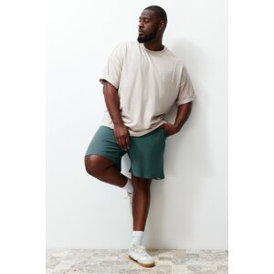Trendyol Plus Size Emerald Green Regular/Regular Fit Comfortable 100% Cotton Shorts