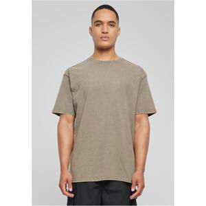 Pánské tričko Love Yourself First Acid Washed Heavy Oversize - khaki