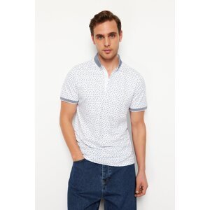 Trendyol Men's White Regular/Normal Fit Patterned Polo Neck T-shirt