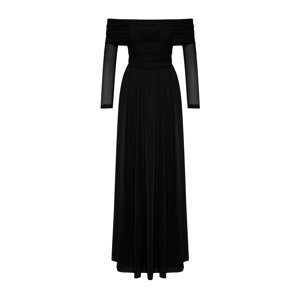 Trendyol Black Carmen Collar Tulle Long Evening Evening Dress