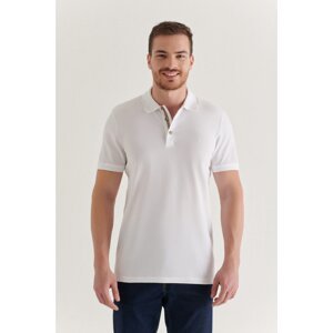 Avva Men's White Polo Neck Plain T-shirt