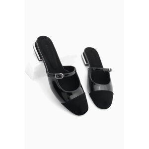 Marjin Women's Closed Heeled Slippers Tosya Black Patent Leather