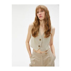 Koton Blazer Crop Vest Double Button