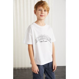 GRIMELANGE Paddy Boy 100% Cotton Printed Short Sleeve Relaxed Fit White T-shirt